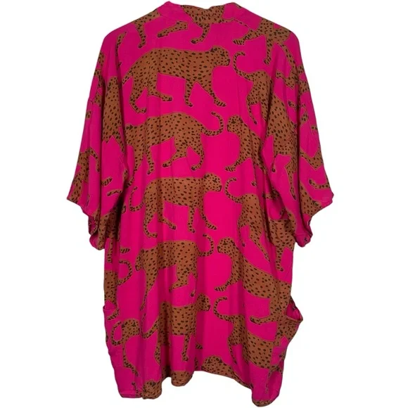 Emerson Fry Size XS/S Fete Pink Yarrow Cheetah Print Kimono - Picture 3 of 6